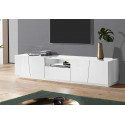 Meuble TV moderne blanc laqu&eacute; brillant 220 cm Vegas