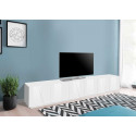 Meuble TV moderne 244 cm blanc laqu&eacute; brillant Pittsburgh