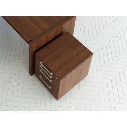 Caisson de bureau moderne &agrave; roulettes coloris noyer Kennedy