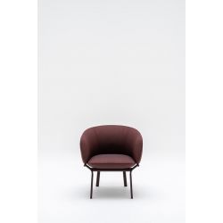 Fauteuil moderne piétement métal et assise 90% laine bordeaux Antoine
