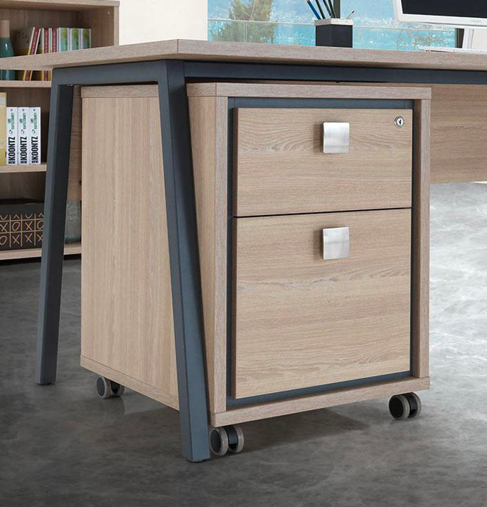 Caisson de bureau contemporain en chêne clair à trois tiroirs