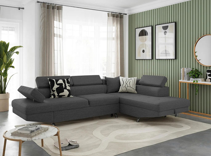 Canapé d'angle convertible moderne en tissu