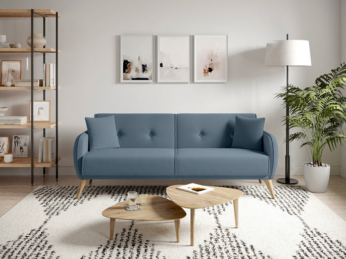 Canapé droit convertible scandinave en tissu