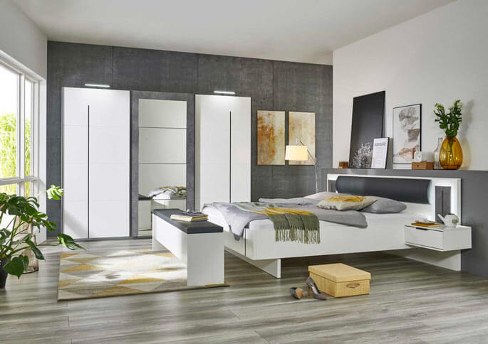 Chambre adulte complète d'ambiance zen en bois clair