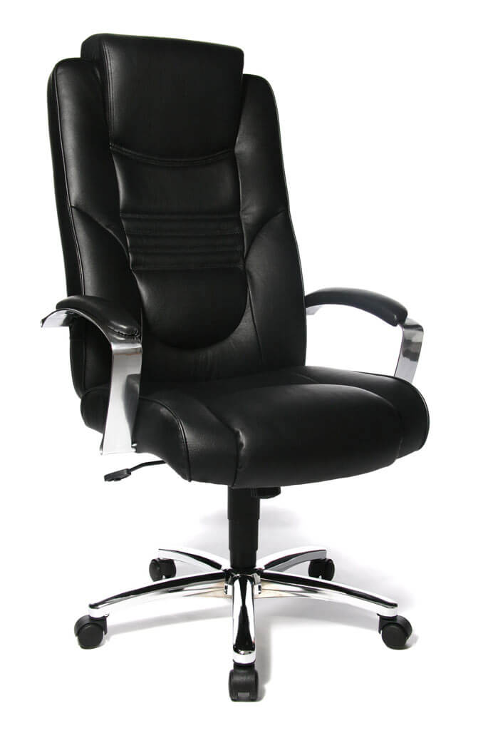 Fauteuil de direction &agrave; assise capitonn&eacute;e et pi&egrave;tement chrom&eacute;