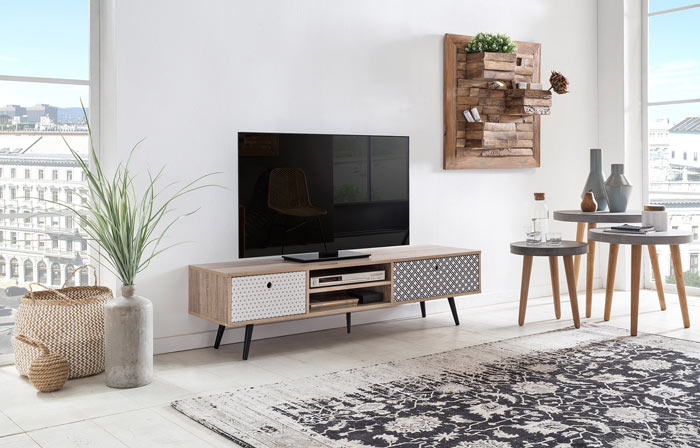 Meuble TV de style scandinave de 150 cm en chêne imprimé