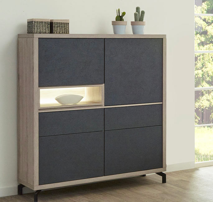 Vaisselier argentier moderne à portes vitrées