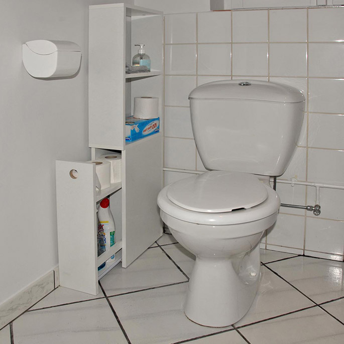 Meuble de rangement sanitaire blanc