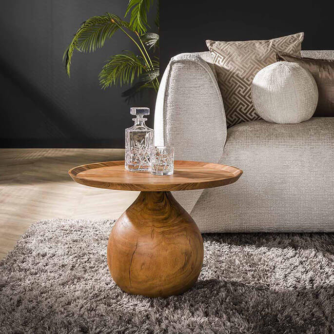 Table basse ronde en acacia massif naturel o 60 cm